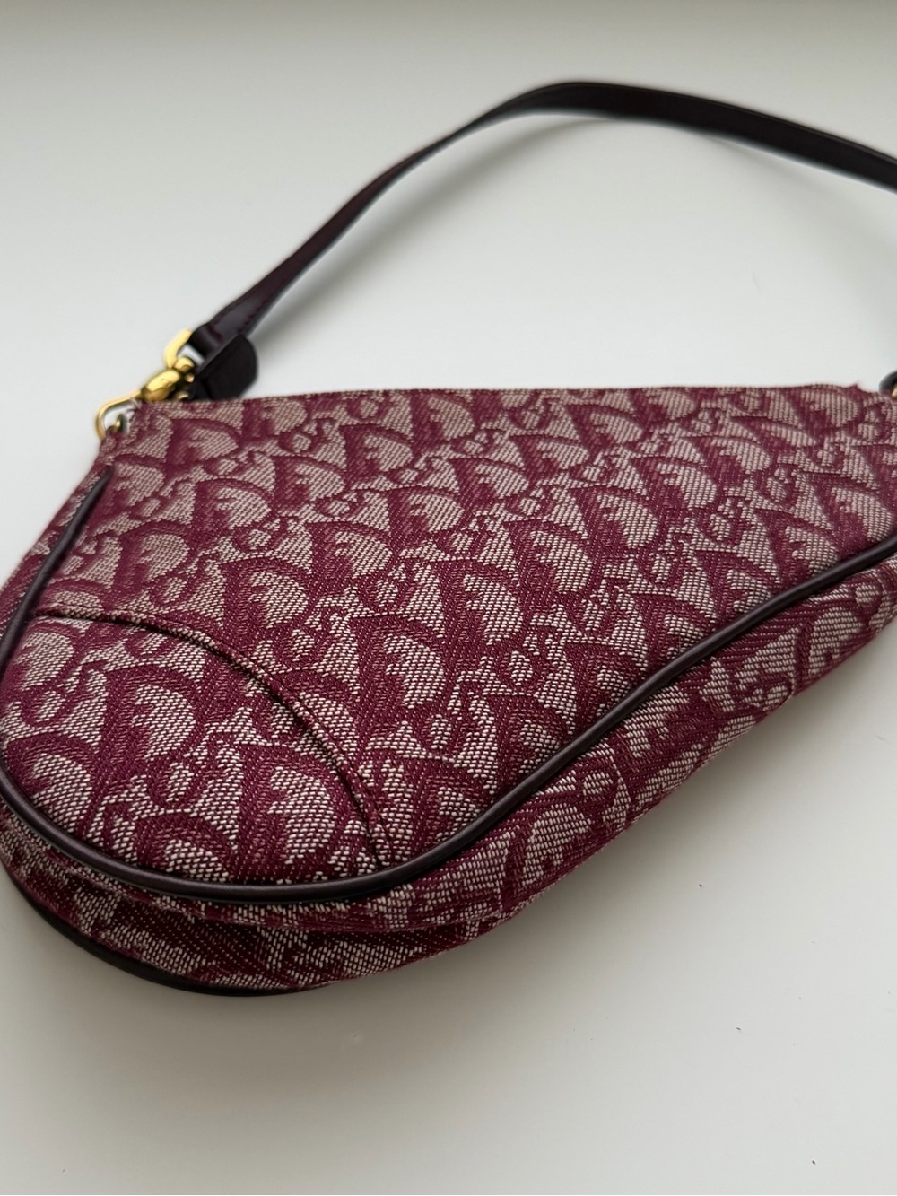 Dior Burgundy Diorissimo Trotter Mini Saddle Shoulder Bag - Picture 4 of 7